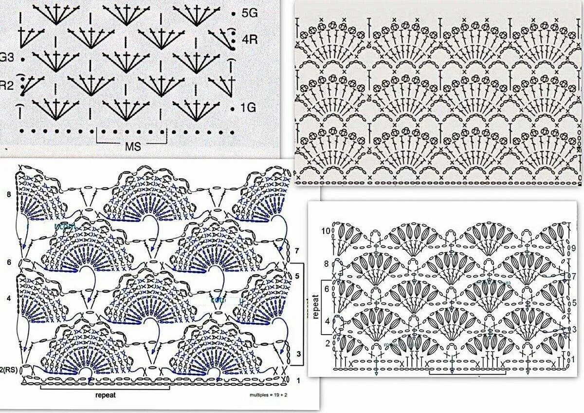 Ракушки крючком схемы для начинающих Узоры веерочки и ракушки крючком: подборка схем Вяжу ручками-крючками Виктория Б