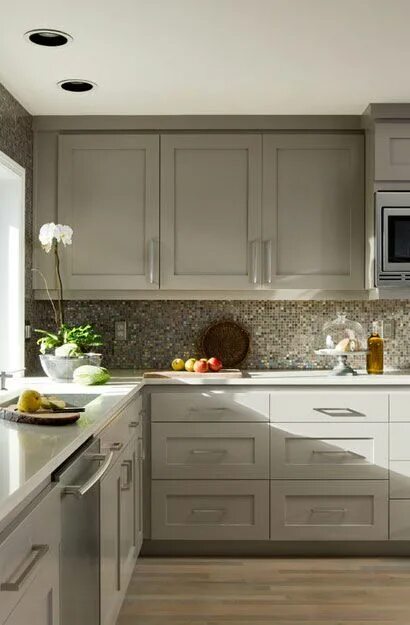 Рал 7044 какой цвет фото в интерьере The Psychology of Why Gray Kitchen Cabinets Are So Popular Grey painted kitchen,