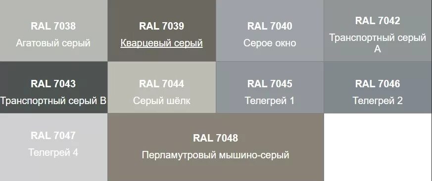 Рал серый цвет в интерьере Таблица цветов RAL c названиями Интернет-магазин аэрозольных красок и автоэмалей