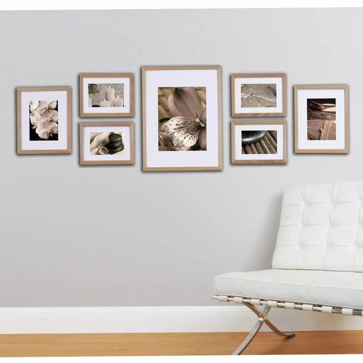 Рама на стене в интерьере Gallery Perfect Multi-aperture Photo Frame Set, 7 Photo Picture gallery wall, Ph