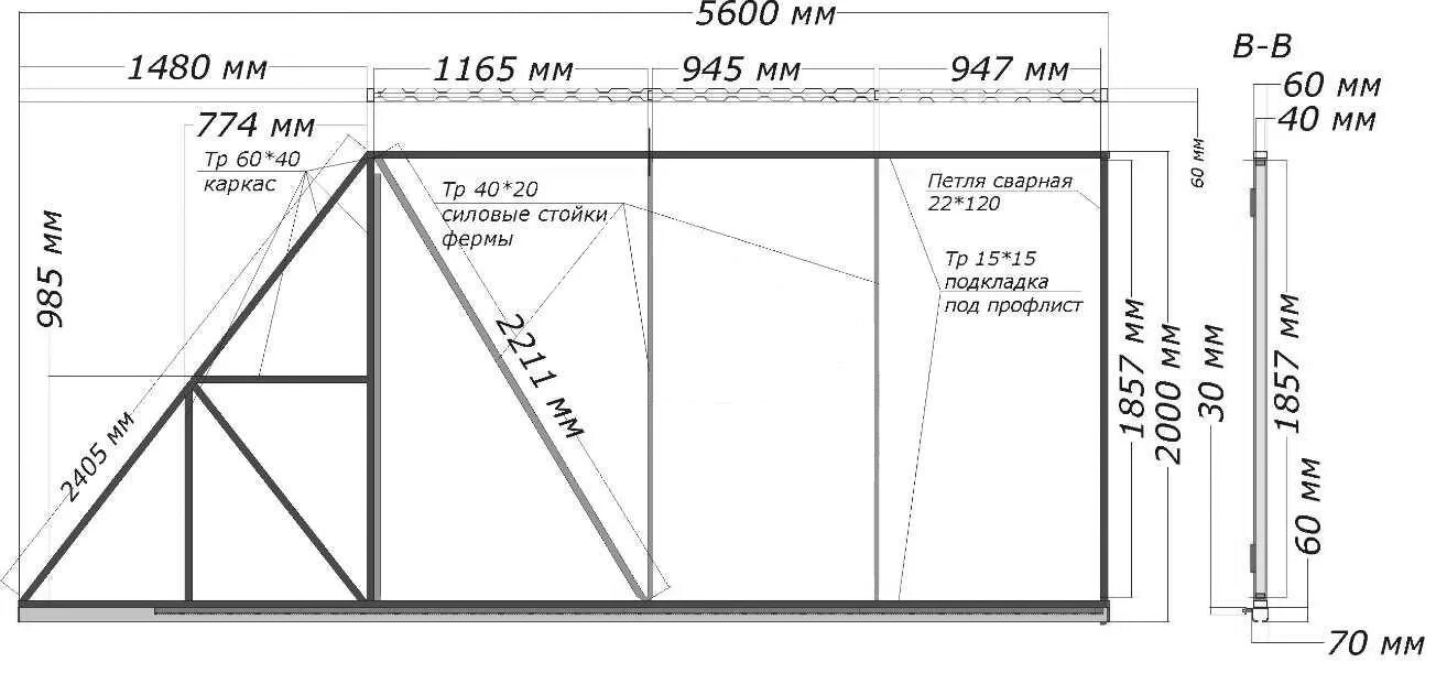 Рама откатных ворот чертеж Откатные ворота - Трудяга