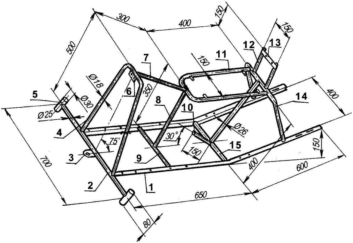 Рама снегохода своими руками чертежи размеры фото МОТОВЕЗДЕХОД НА ЛЮБОЙ СЕЗОН МОДЕЛИСТ-КОНСТРУКТОР