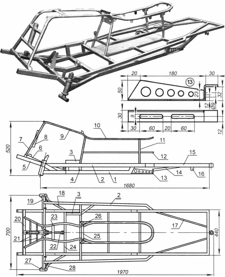 Рама снегохода своими руками чертежи размеры фото САМОДЕЛЬНЫЙ СНЕГОХОД "СНЕГИРЬ" МОДЕЛИСТ-КОНСТРУКТОР Go kart, Drift kart, Roadste