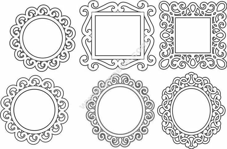 Рамка для фото из бумаги шаблон Frames on the mirror - Download Free Vector Lasercut design, Mirror vector, Mirr