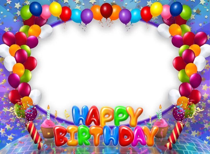 Рамка для фото с днем рождения Happy Birthday Transparent PNG Frame with Balloons Happy birthday wishes photos,