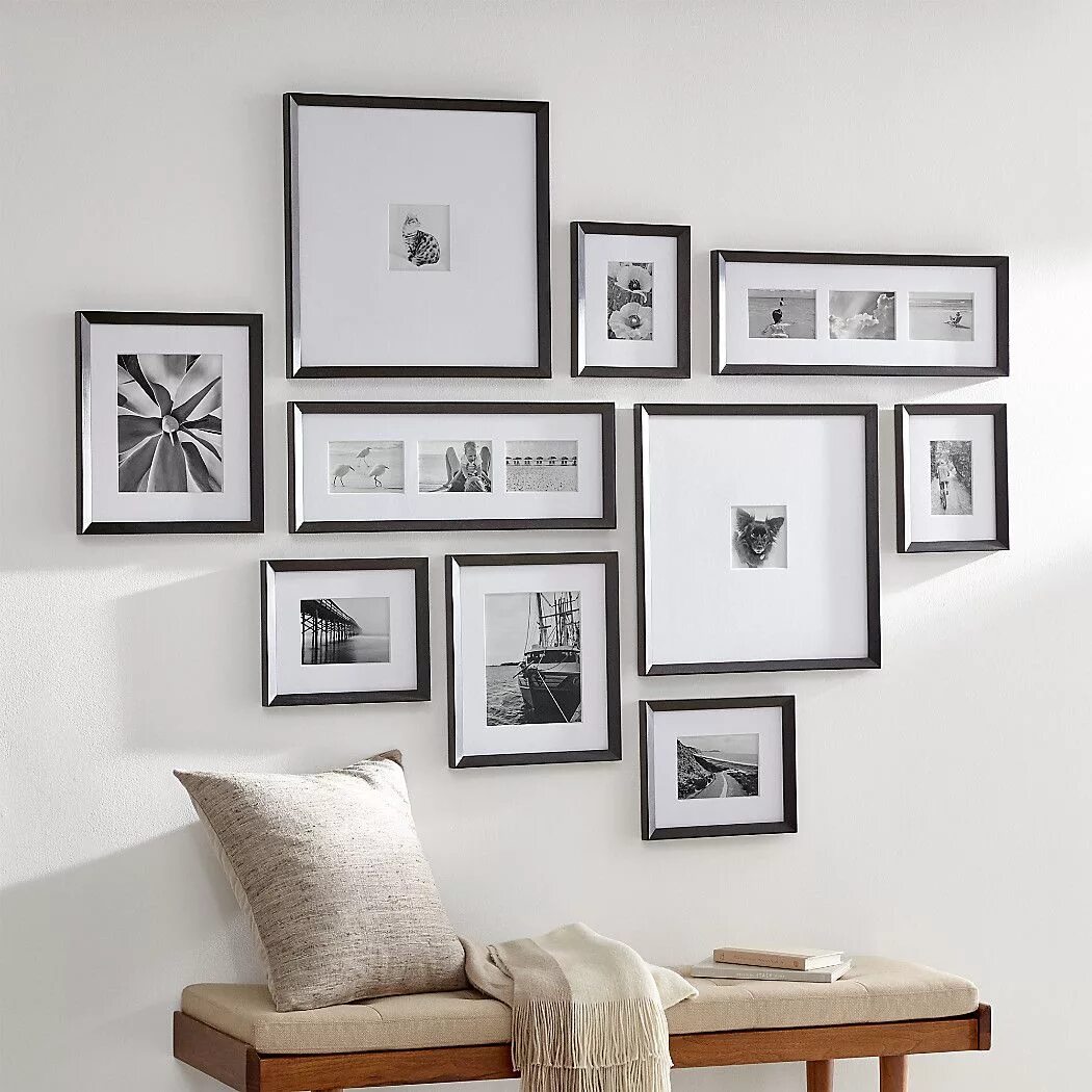 Рамка под фото на стену Icon Black Wall Frames Crate & Barrel Gallery wall living room, Picture gallery 