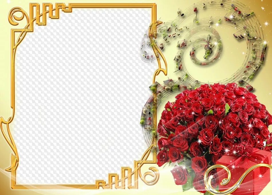 Рамка под фото с днем рождения Congratulatory photo frame - red roses