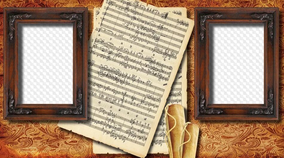 Рамка с песней и фото Photo frame musical notes, two photos