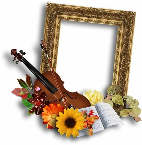 Рамка с песней и фото Transparent Classic Frame with Violin and Flowers Transparent picture frames, Cl