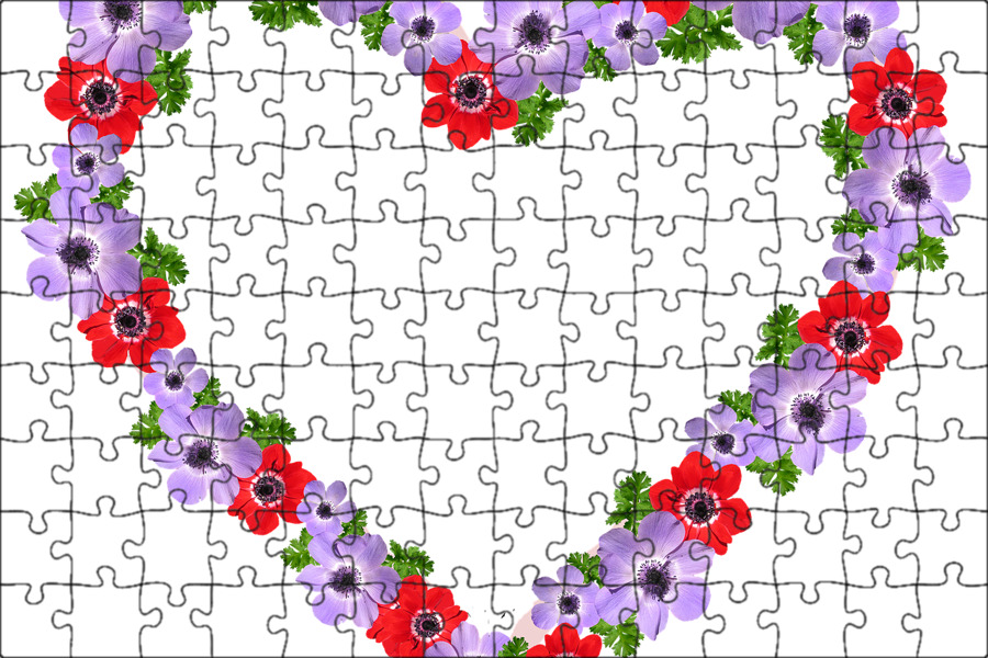 Рамка сердце из цветов для фото пнг Магнитный пазл 27x18см."Рамка, в форме сердца, граница" на холодильник - купить 
