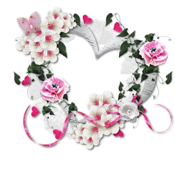 Рамка сердце из цветов для фото пнг coeur,tube,png Boarders and frames, Floral wreath, Beautiful heart