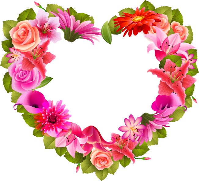 Рамка сердце из цветов для фото пнг Heart Flower Valentine's Day Clip Art - Heart Flower Valentine's Day Clip Art - 