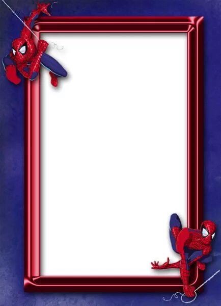 Рамки для фото человек паук Spider Man Blue Kids Transparent Frame Spiderman birthday invitations, Spiderman