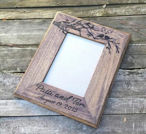 Рамки для фото деревянные со стеклом Personalized Picture Frame, Rustic Wedding Photo Frame, Love Birds Wedding Pictu