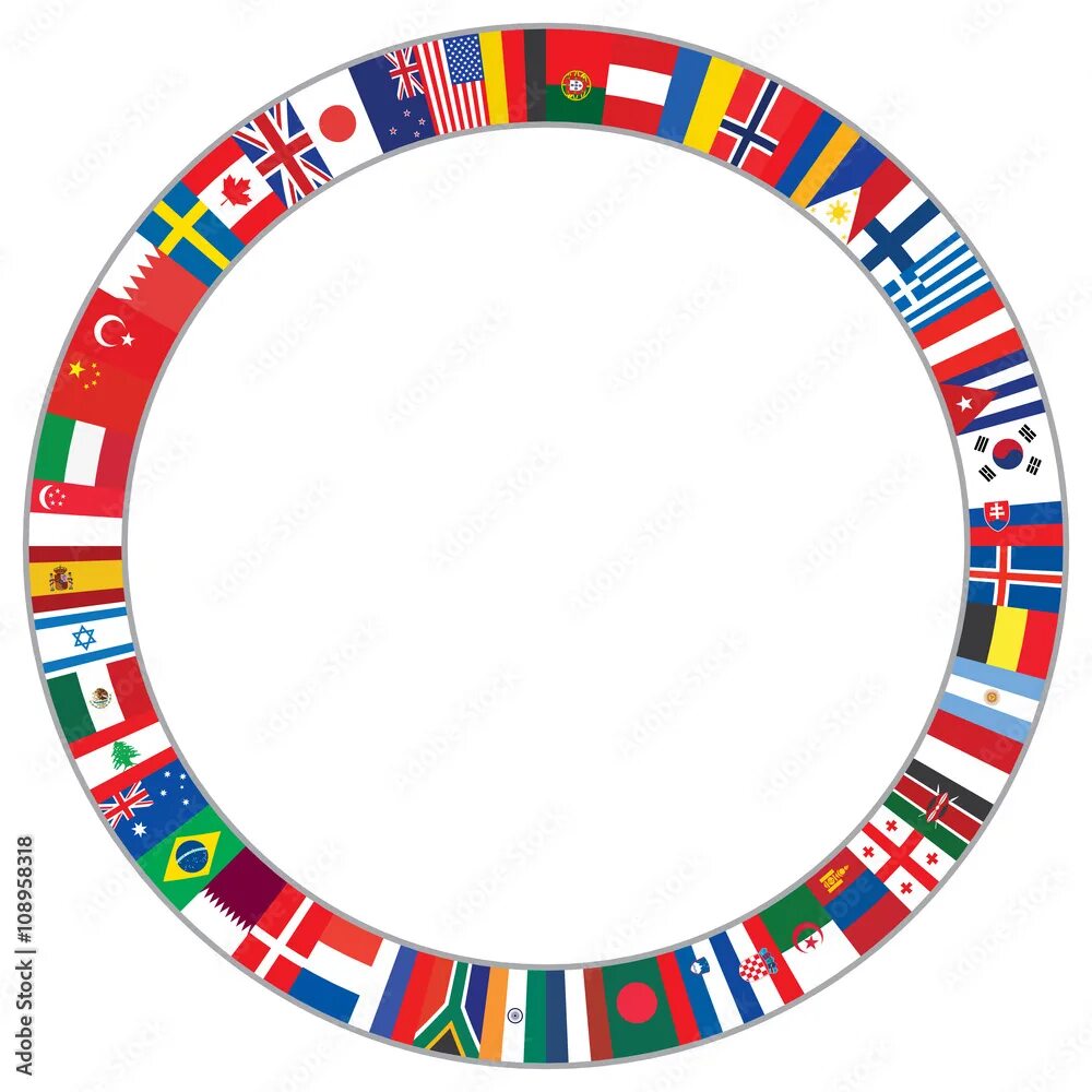 Рамки для фото флаги round frame made of world flags vector illustration Векторный объект Stock Adobe