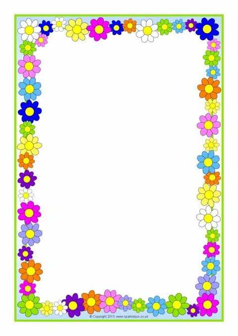 Рамки для оформления группы в детском саду Flowers A4 Page Borders (SB10393) - SparkleBox