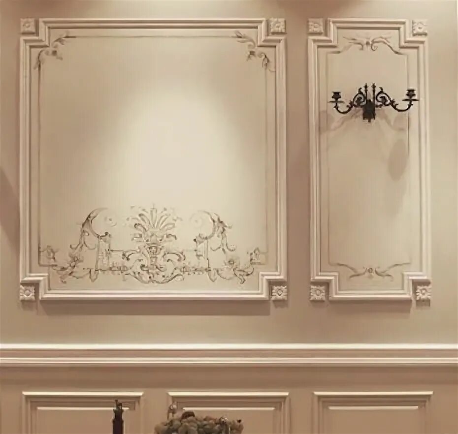 Рамки из гипса на стене в интерьере Interior wall colors, Cornice design, Classic house interior design