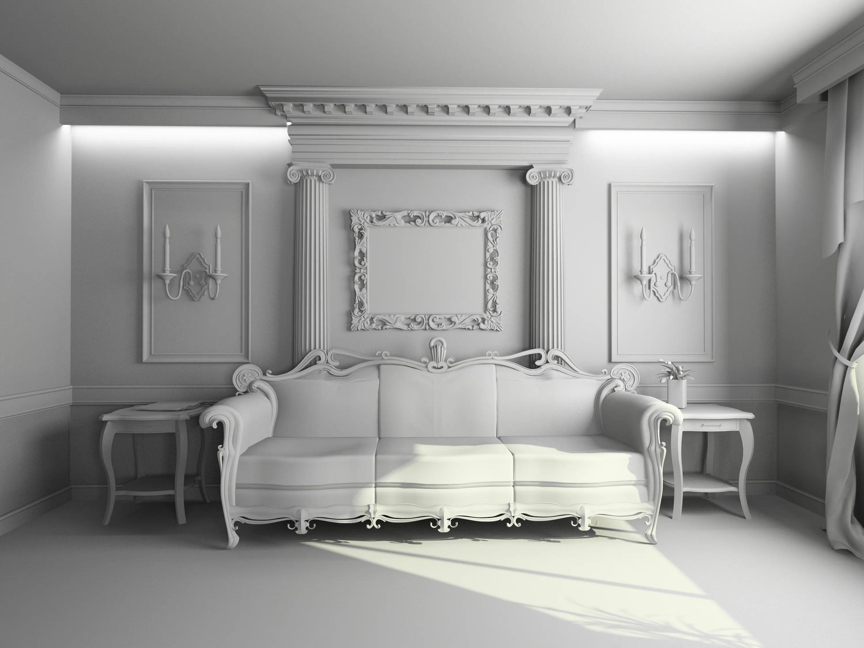 Рамки на стенах в классическом интерьере White interior, Interior, White room