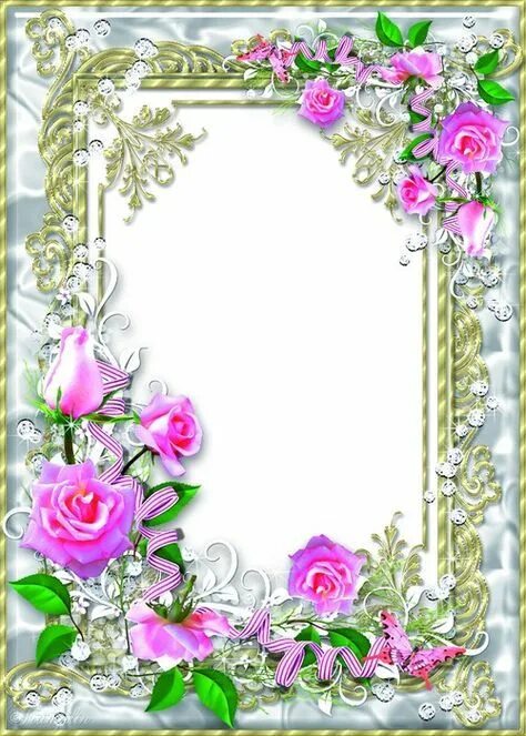 Рамочки для оформления фото Delicate floral frame psd with pink roses - My Darling, delicate flower Flower f