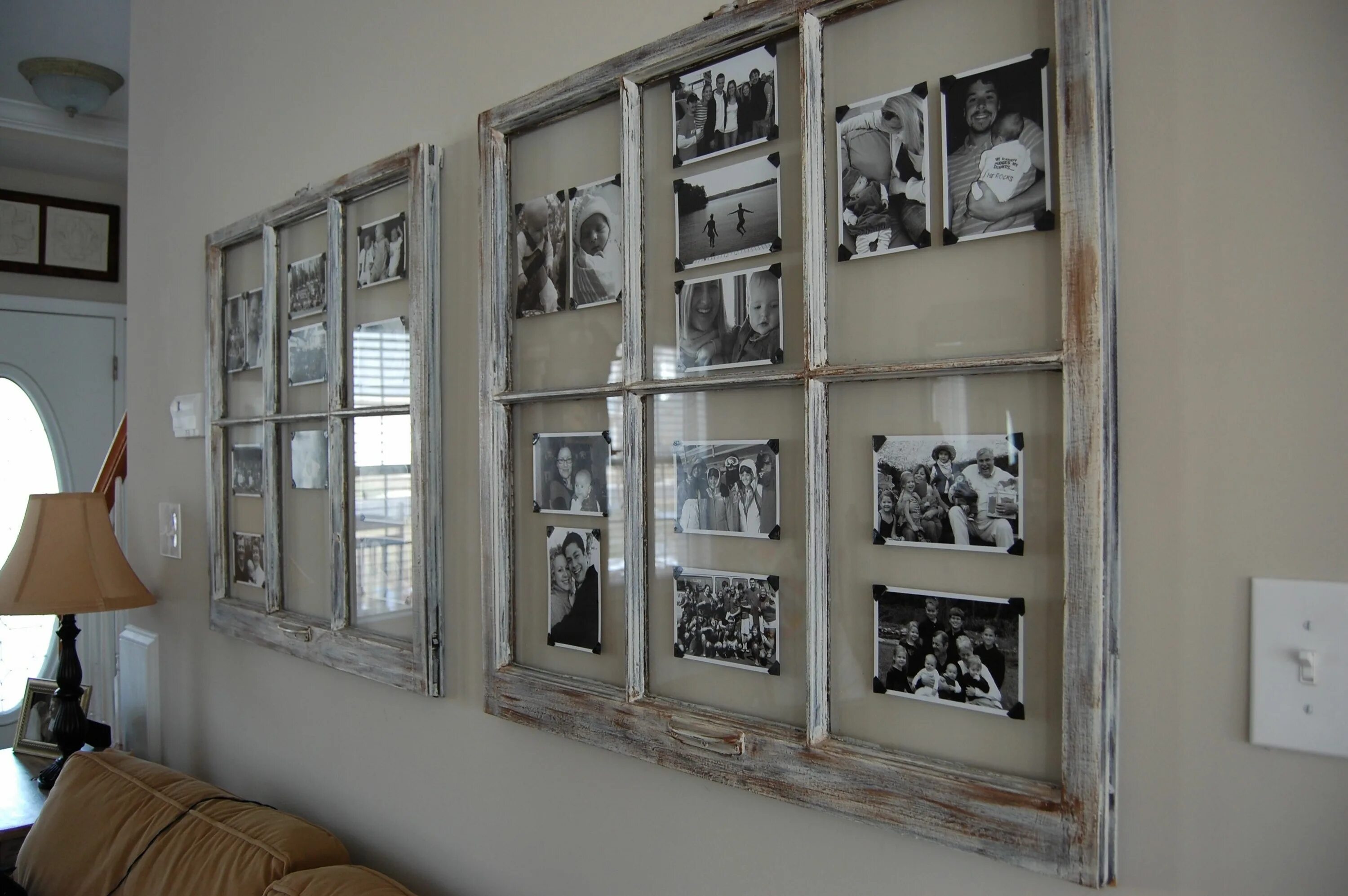 Рамы на стене в интерьере Old Window Picture Frames Vieille fenêtre de décor, Diy déco, Veilles fenêtres