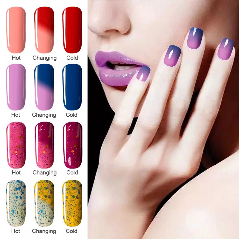 Рандомайзер цвета маникюра Modelones 7ML 24 Colors Temperature Thermal Change UV Nail Gel Polish DIY Nail A