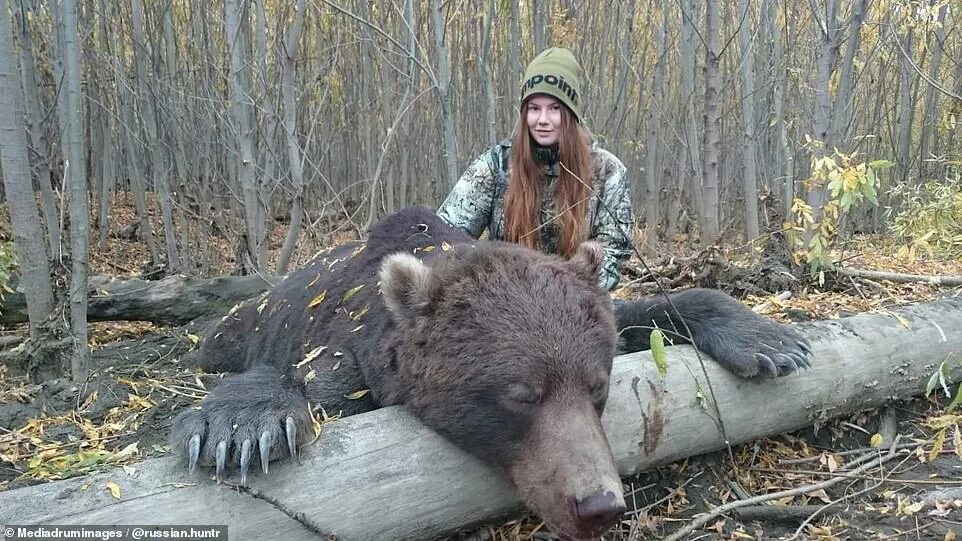 Раны от медведя фото Huntress who loves to pose with dead bears blasts her critics as 'uneducated'