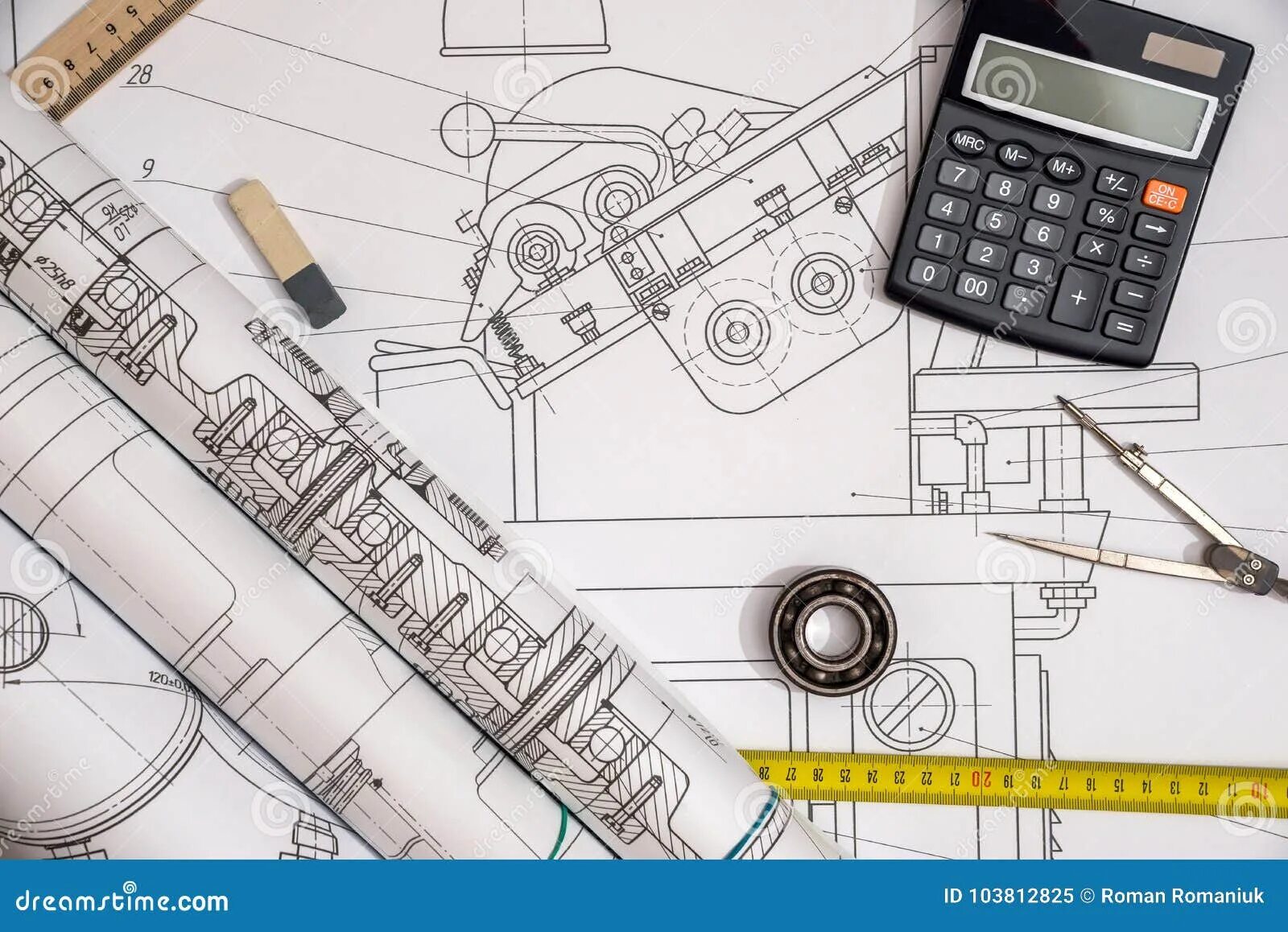 Расчет дома онлайн калькулятор с чертежами Engineering Drawing with Work Tools Stock Image - Image of blue, document: 10381