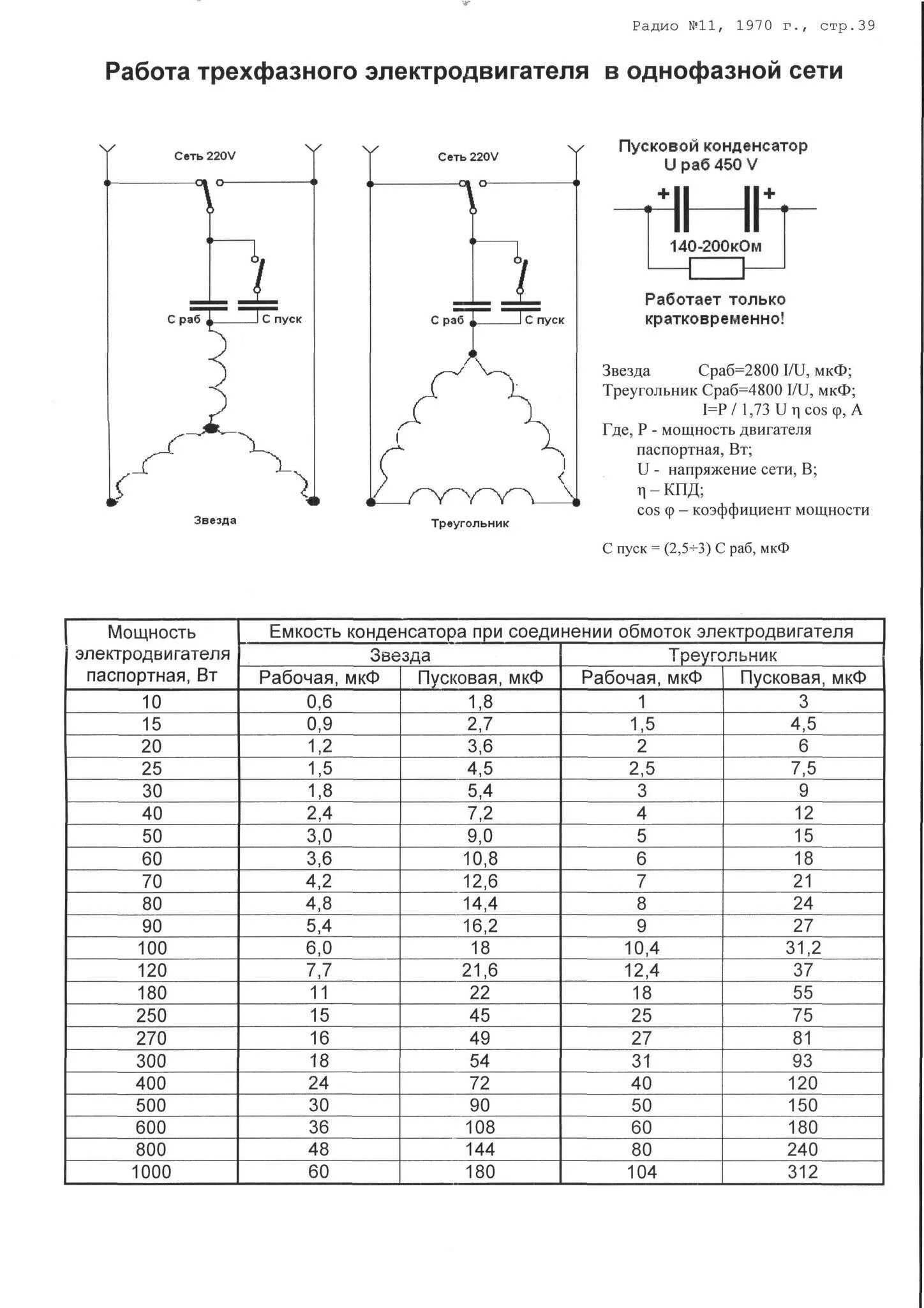 Расчет подключения трехфазного двигателя через конденсатор Расчет конденсатора для трехфазного двигателя фото - DelaDom.ru