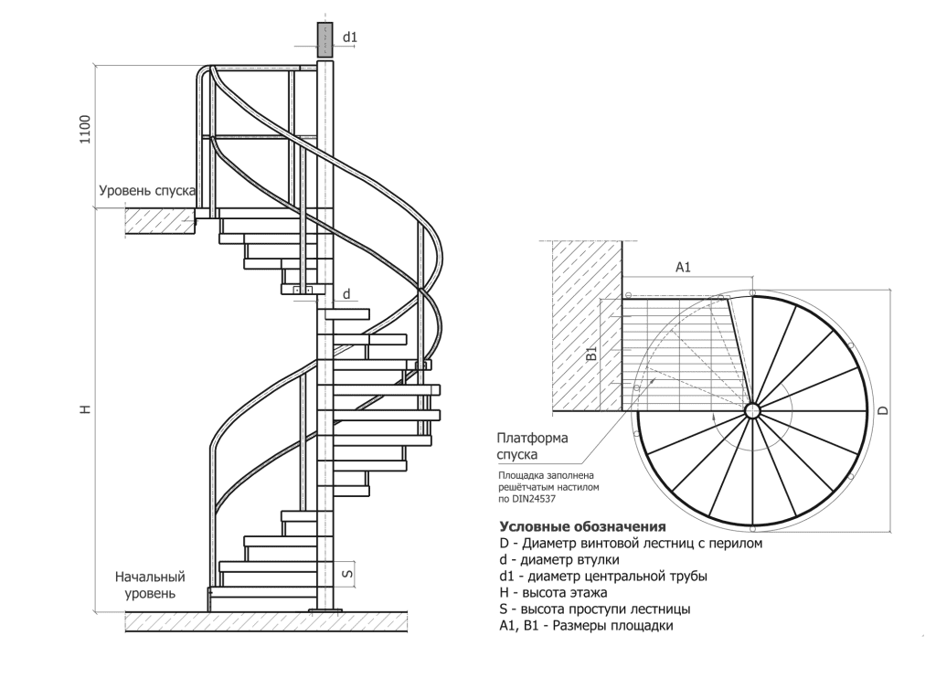 Расчет винтовой лестницы чертежи Купить винтовые лестницы - интернет-магазин "РешМеталл", Москва
