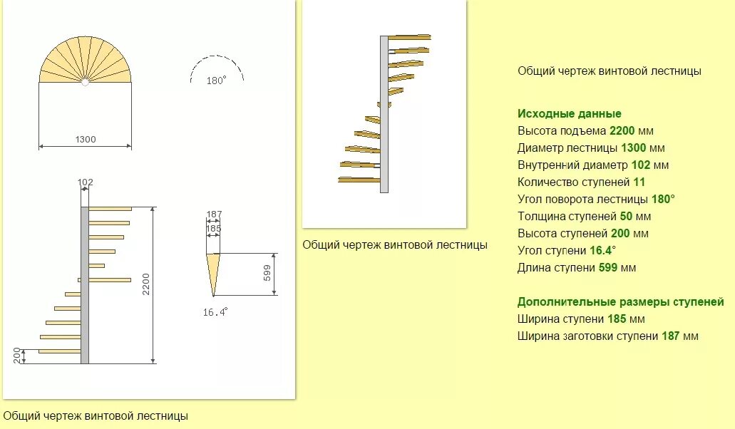 Расчет винтовой лестницы онлайн калькулятор с чертежами ПрофКаркасМонтаж. Винтовая лестница - ПрофКаркасМонтаж