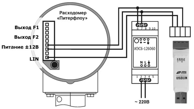 Расходомер воды подключение Адаптер USBLIN для Питерфлоу купить в Екатеринбурге