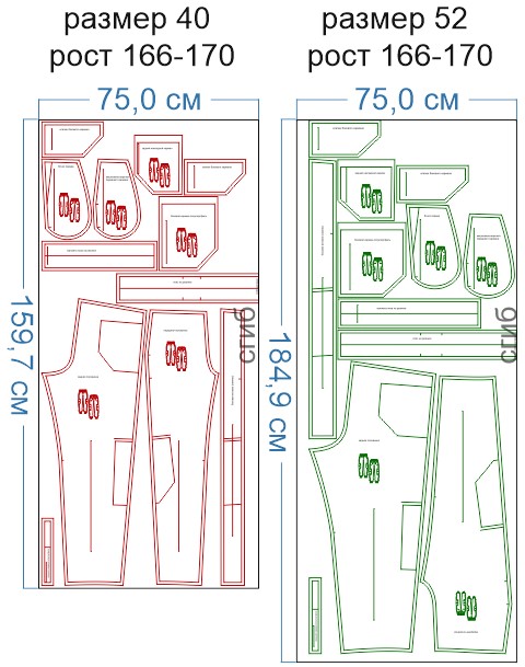Раскладка выкроек Выкройка женских брюк карго Гвен418