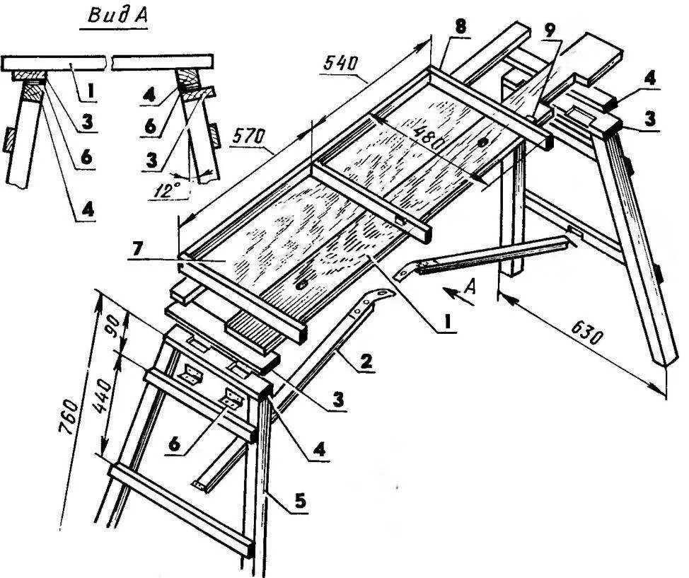 Раскладной верстак своими руками чертежи и схемы СКЛАДНОЙ ВЕРСТАК МОДЕЛИСТ-КОНСТРУКТОР