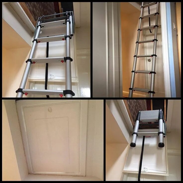 Раскладные лестницы фото Compact Loft Ladder Solves Narrow Corridor Problem Attic renovation, Attic ladde