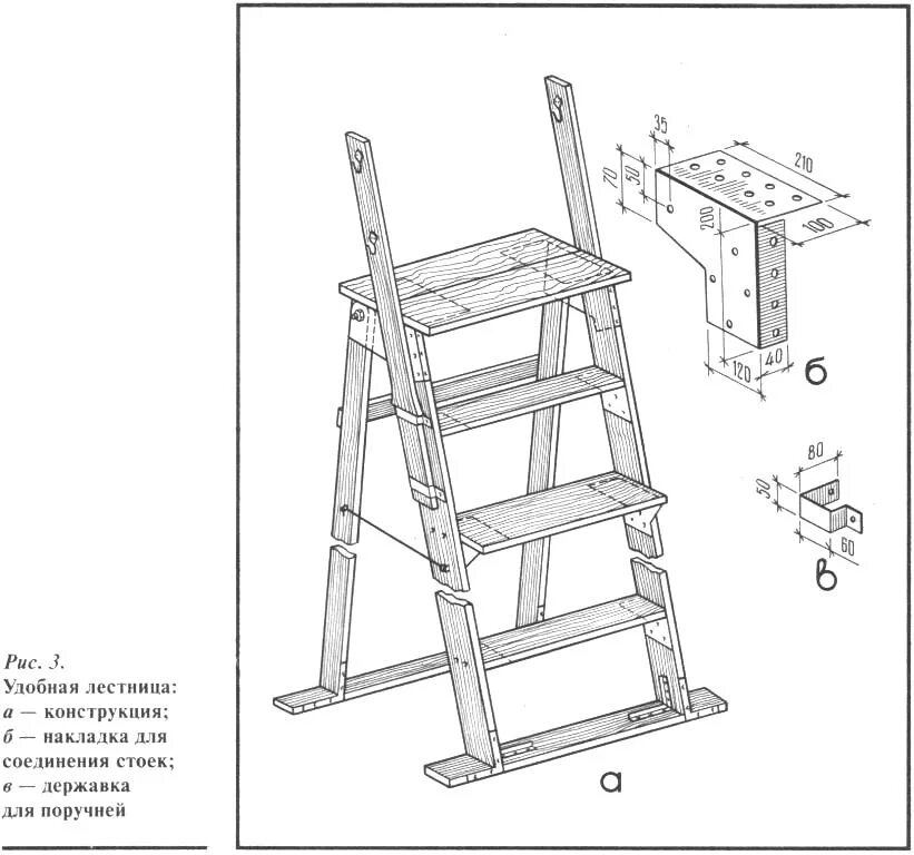 Раскладные лестницы своими руками чертежи Удобная дачно-садовая стремянка
