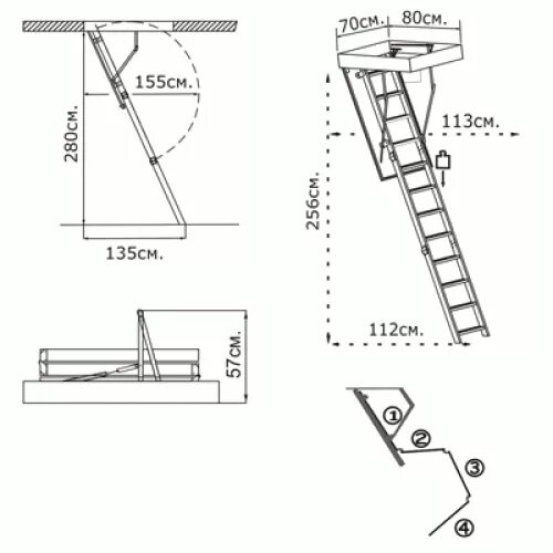 Раскладные лестницы своими руками чертежи Чердачная складная лестница Stallux купить в Новосибирске - Ареан-Сибирь