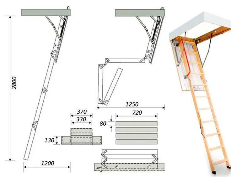 Раскладные лестницы своими руками чертежи Лестница на чердак раскладная: складная своими руками, чертежи чердачные складыв