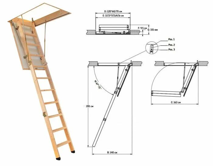 Раскладные лестницы своими руками чертежи Раскладная лестница на чердак своими руками: чертежи, размеры, установка