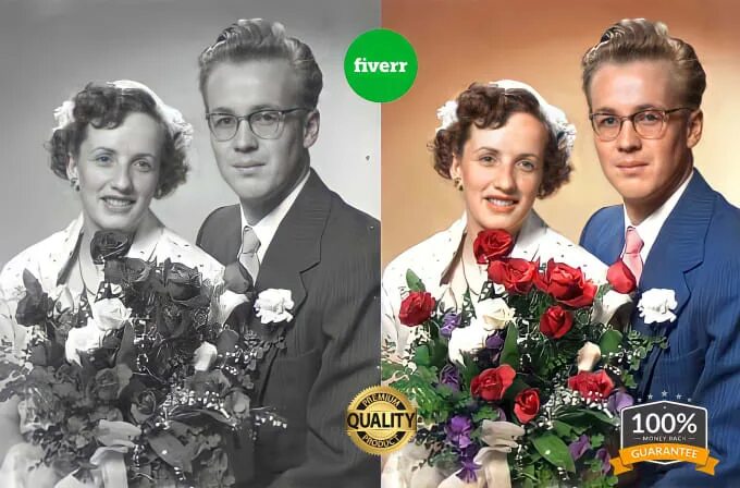 Раскрасить черно белое фото онлайн бесплатно Restore old photos fix and colorize old photos by Nasir_hammad Fiverr