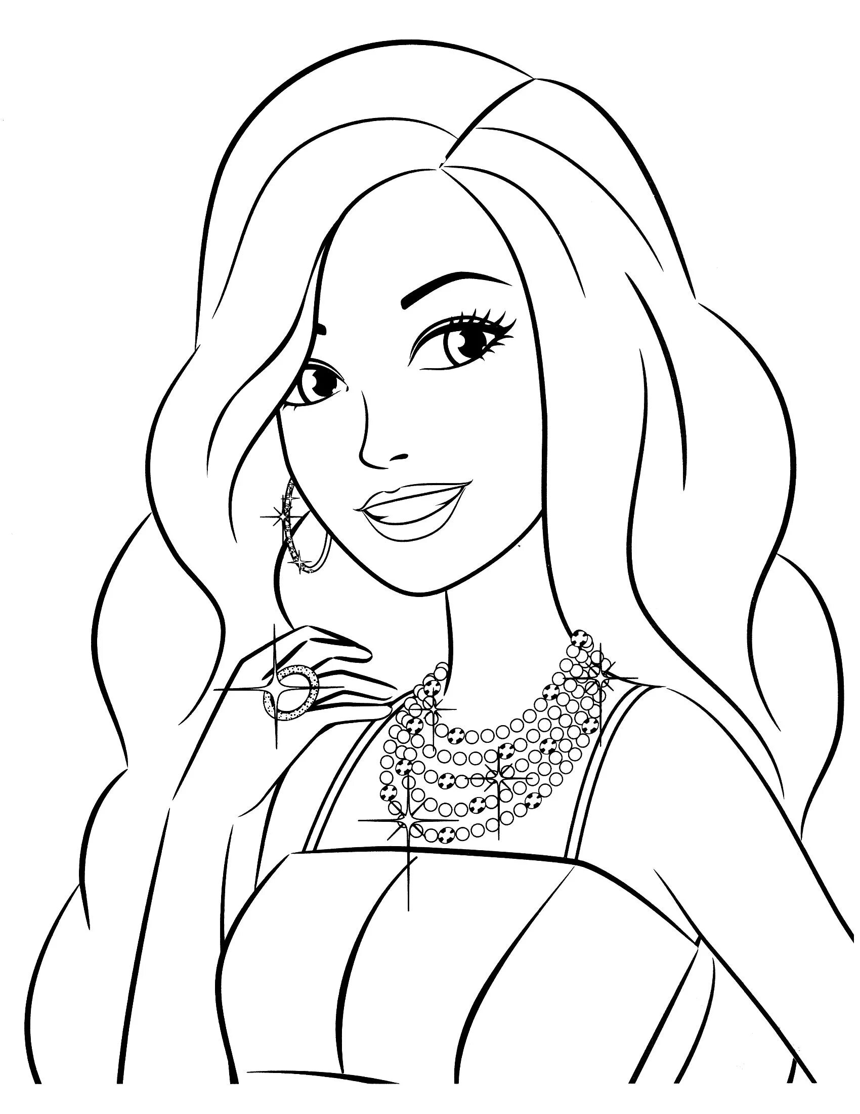 Раскрасить фото онлайн бесплатно черно Barbie 47 - Coloringcolor.com Cartoon coloring pages, Barbie coloring pages, Pri