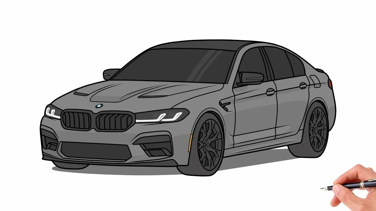 Раскраска бмв м5 ф90 тюнинг How to draw a BMW M5 F90 2021 / drawing bmw m5 competition 2022 car - YouTube