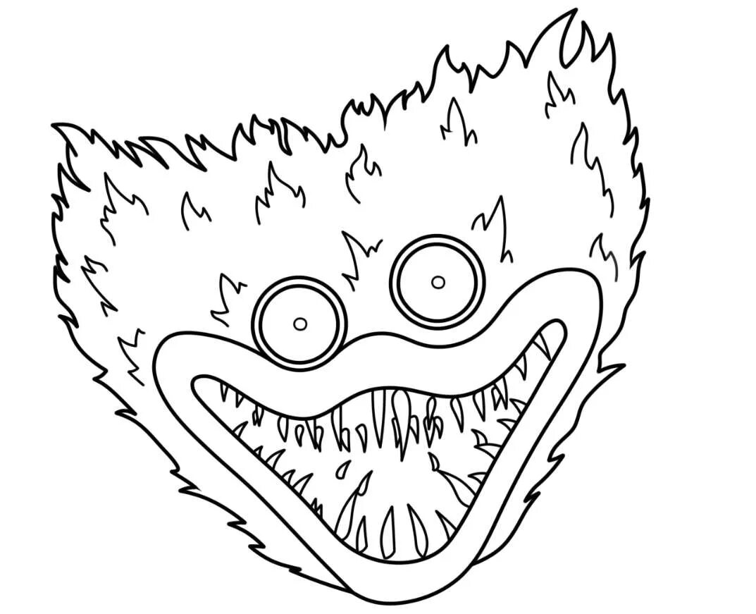 Раскраска черных фото Coloring page Huggy Wuggy Blue Monster for Kids Print Free