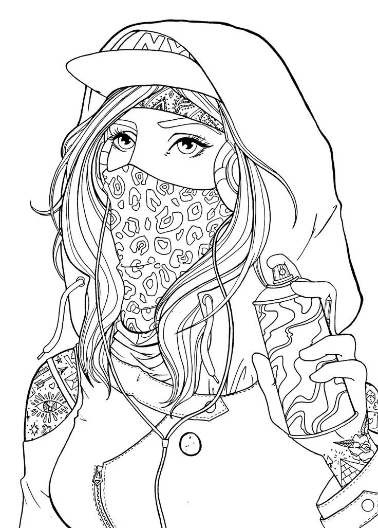 Раскраска крутые фото #Graffiti #girl #drawing #lineart Cute coloring pages, Graffiti girl, Coloring p