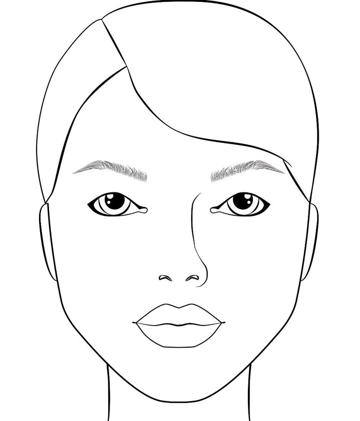 Раскраска макияж Makeup Face Chart Plain in 2023 Makeup face charts, Face chart, Face drawing