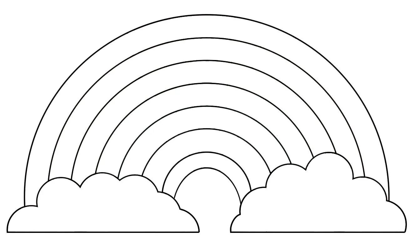 Раскраска по фото линии Rainbow Colouring Template - Rooftop Post Printables