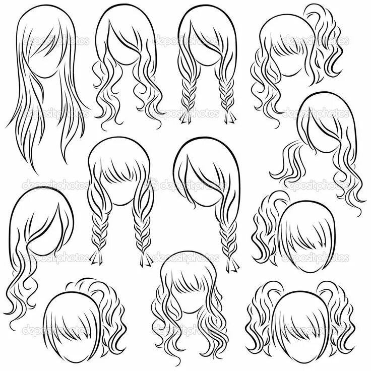 Раскраска прически для девочек распечатать Different Types of Women's Hairstyles