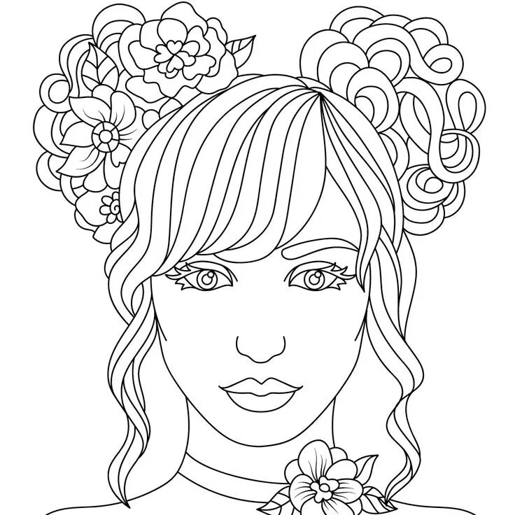 Раскраска прически для девочек распечатать Pin by Keila Moura on Keila People coloring pages, Coloring pages for girls, Col