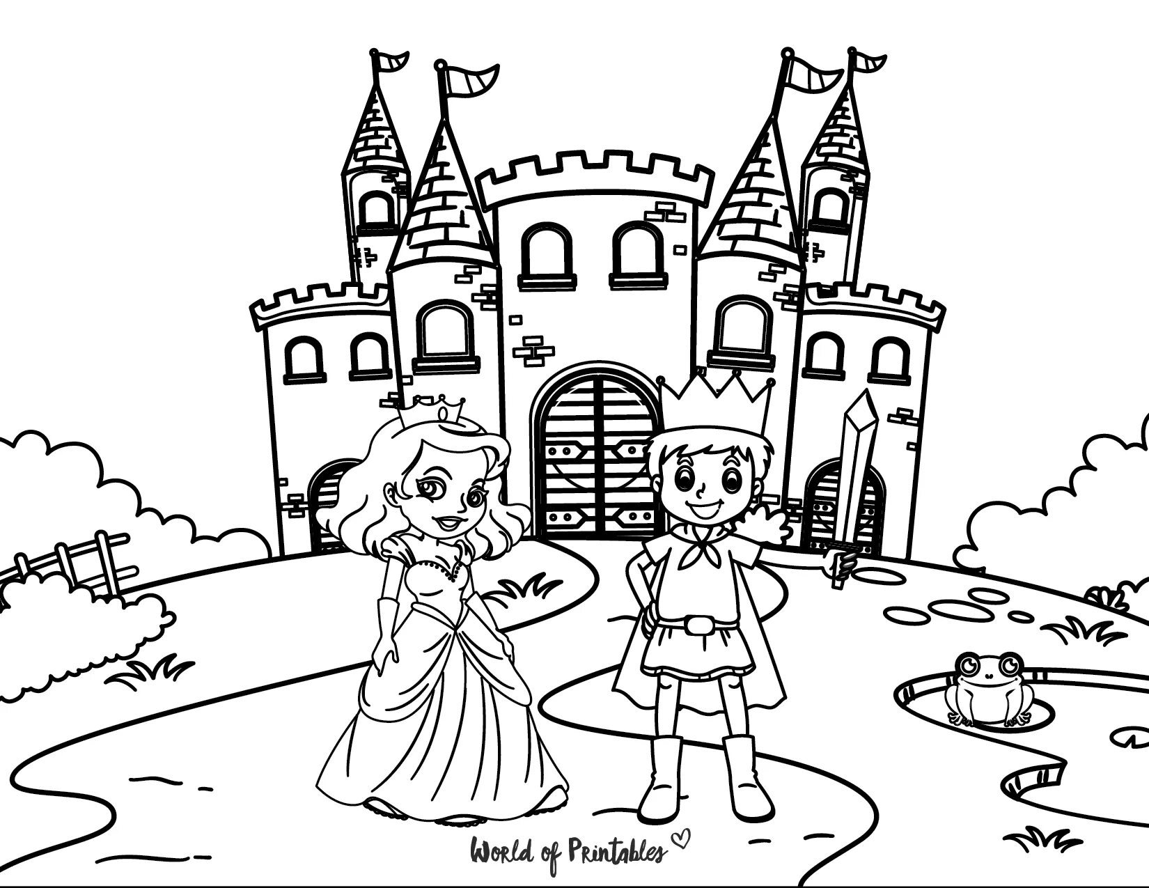 Раскраска принцесса с замком фото 100 Best Princess Coloring Pages - World of Printables