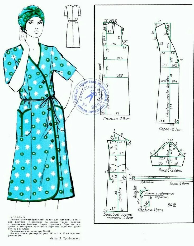 Раскроить халат сразу на ткани без выкройки Шитье простые выкройки простые вещи Платье швейные шаблоны, Одежда, Туника узор