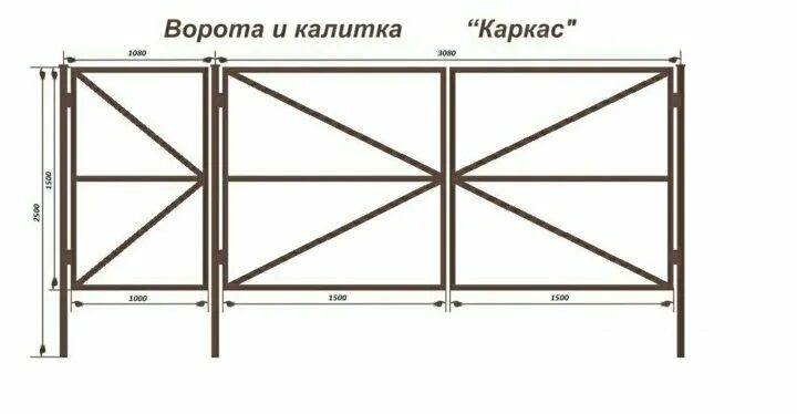 Распашные ворота для забора чертеж Неактивно